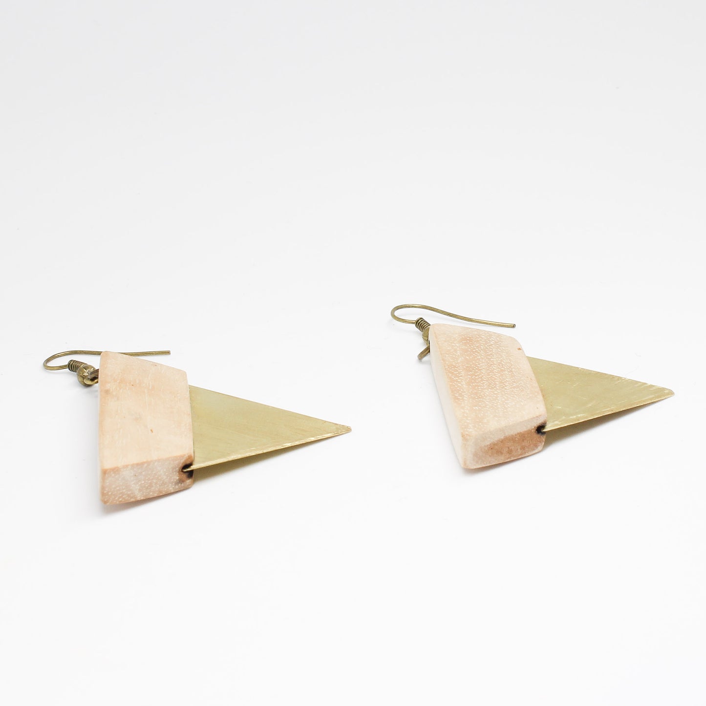 Handmade brass wooden earrings