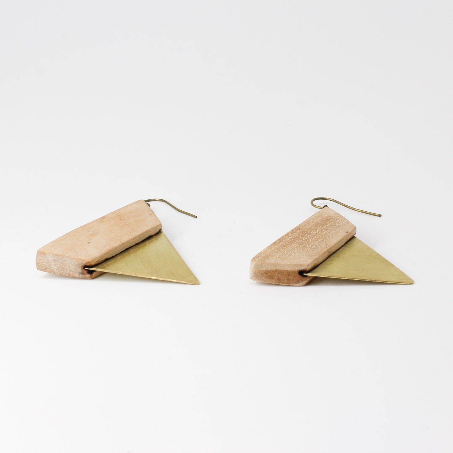 Handmade brass wooden earrings