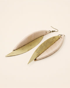 Walnut Wood & Brass Earrings — Cream & Gold | Choopi Design — packshot