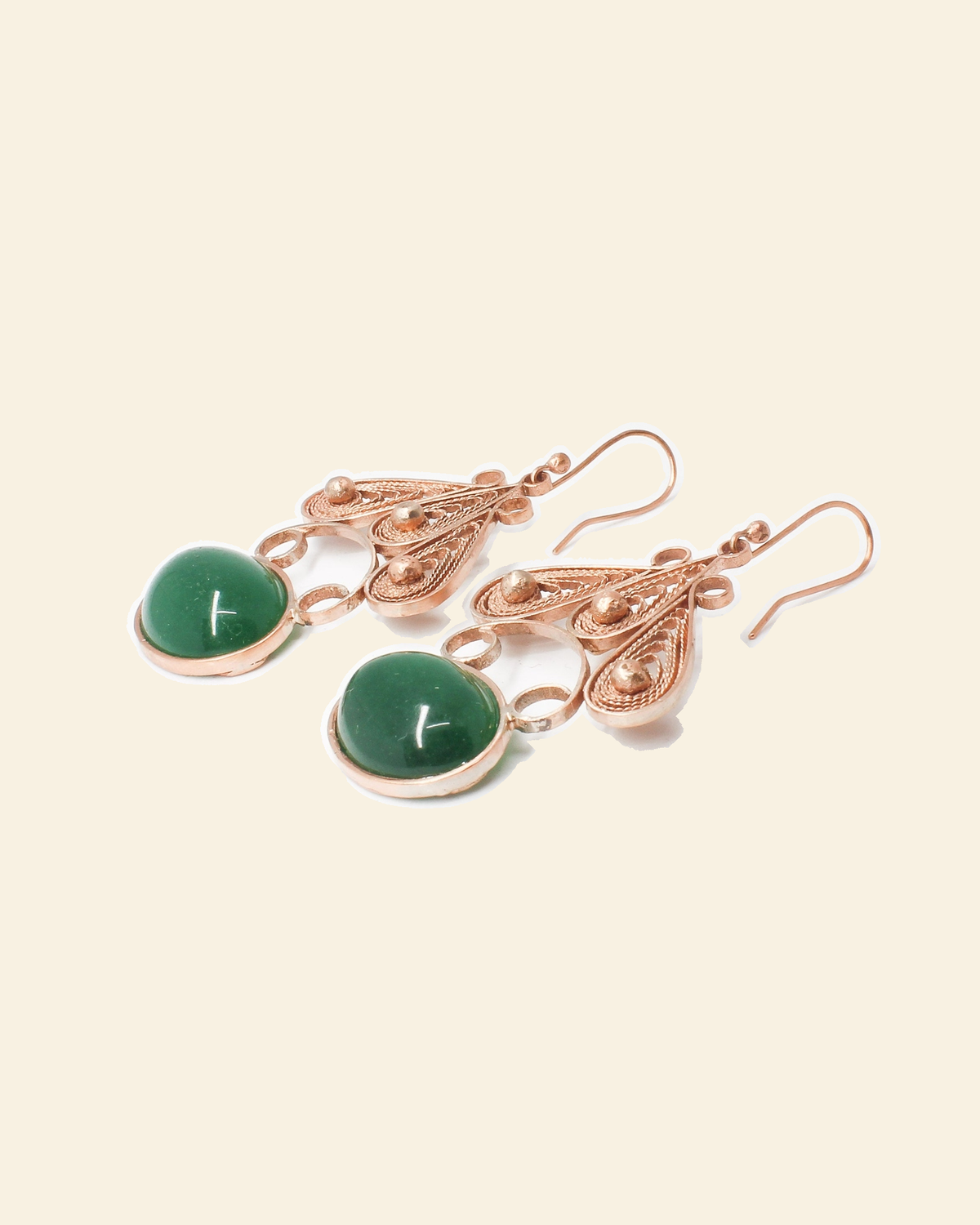 Tapestry Copper Earrings — Green Stone | Lotus — packshot
