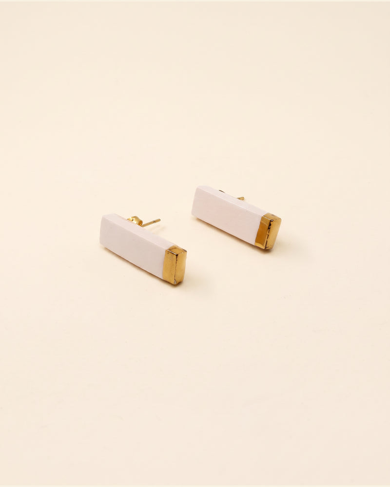 Handmade gold plated earrings, pink, gold — packshot