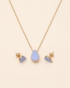 Handmade gold plated half set, blue, gold — packshot