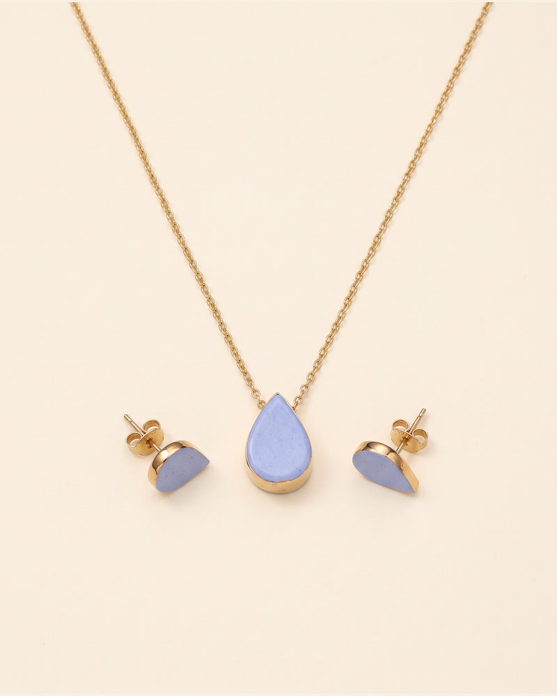 Handmade gold plated half set, blue, gold — packshot