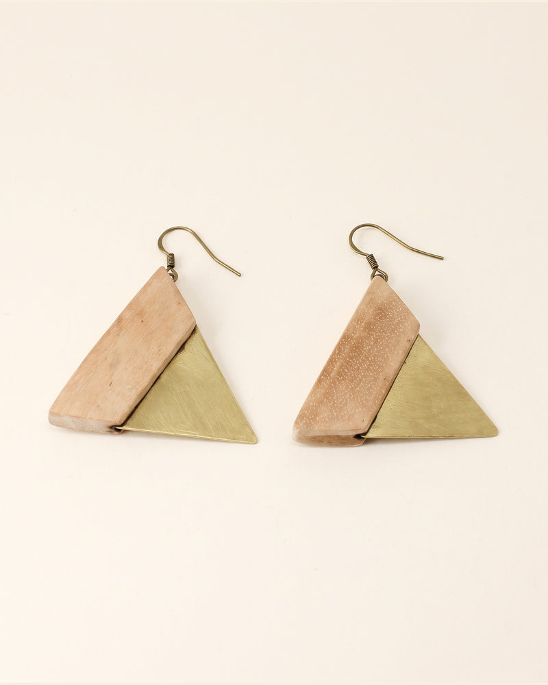 Walnut Wood & Brass Earrings | Choopi Design — packshot