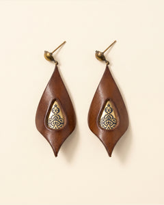 Leather Earrings — Brown & Gold | 2sheen Collection — packshot