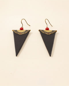 Brass Plate Leather Earrings — Black & Gold | 2sheen Collection — packshot