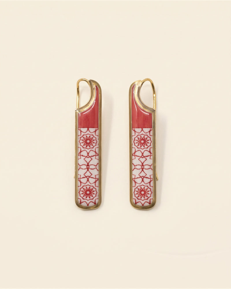 Miniature Brass Earrings — Gold & Red | Siin Collection — packshot