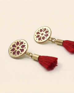 Persian Circle Brass Earrings – Gold & Red Enamel — packshot
