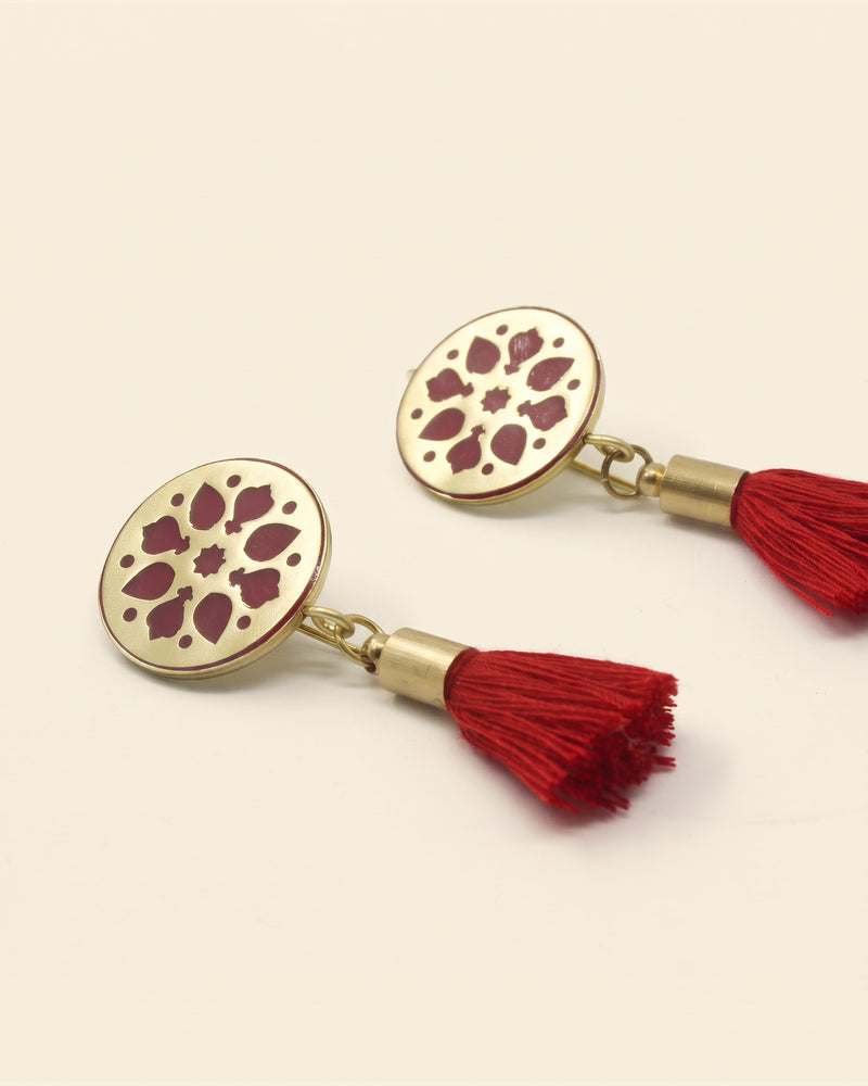 Persian Circle Brass Earrings – Gold & Red Enamel — packshot
