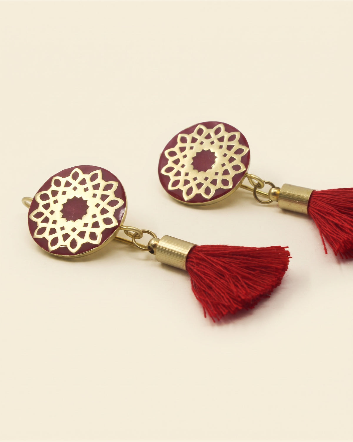 Persian Circle Brass Earrings – Gold & Red Brass — packshot