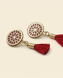 Persian Circle Brass Earrings – Gold & Red — packshot