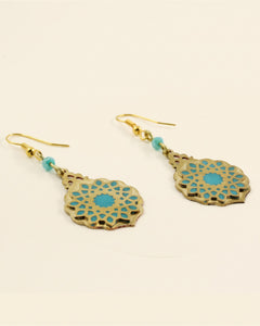 Brass Drop Earrings — Gold & Turquoise | Siin Collection — packshot