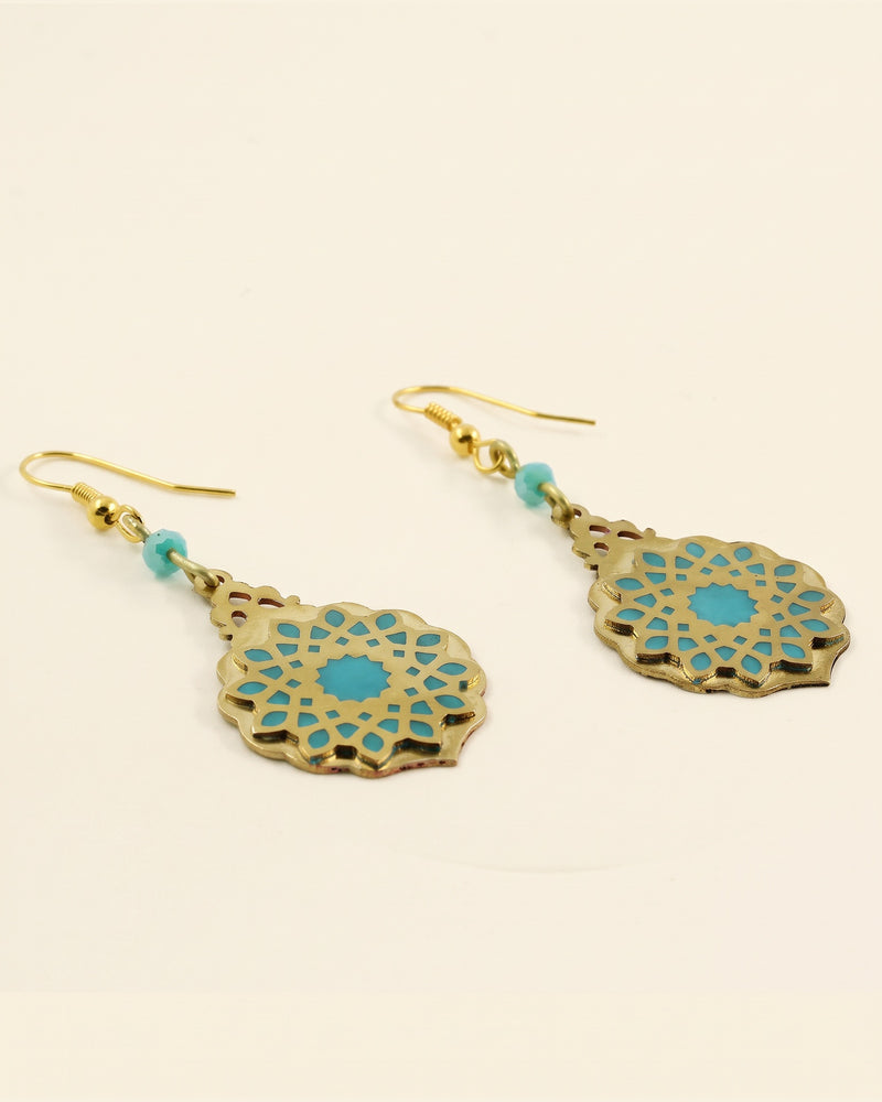 Brass Drop Earrings — Gold & Turquoise | Siin Collection — packshot