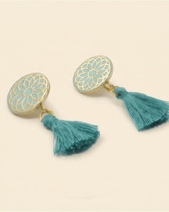 Persian Circle Brass Earrings — Gold & Green | Siin Collection — packshot