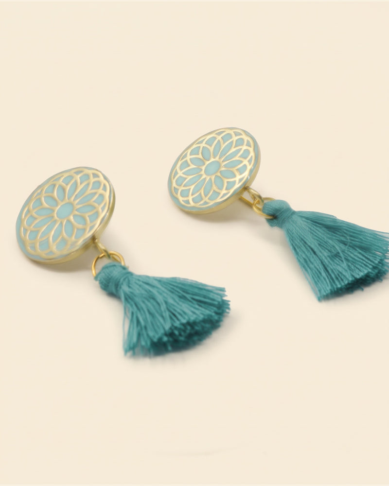 Persian Circle Brass Earrings — Gold & Green | Siin Collection — packshot