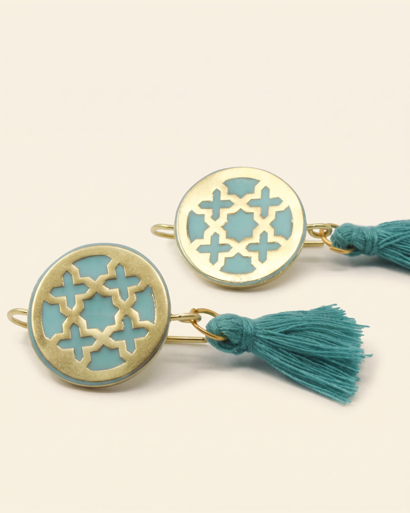 Persian Brass Circle Earrings – Gold & Turquoise — packshot