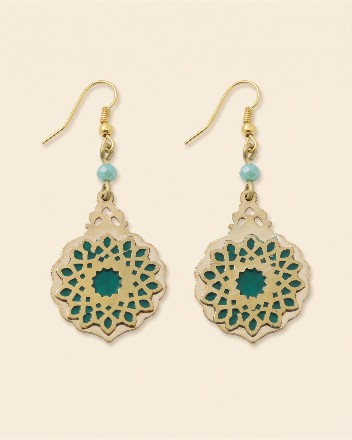 Brass Drop Earrings — Gold & Green | Siin Collection — packshot