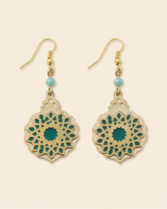 Brass Drop Earrings — Gold & Green | Siin Collection — packshot