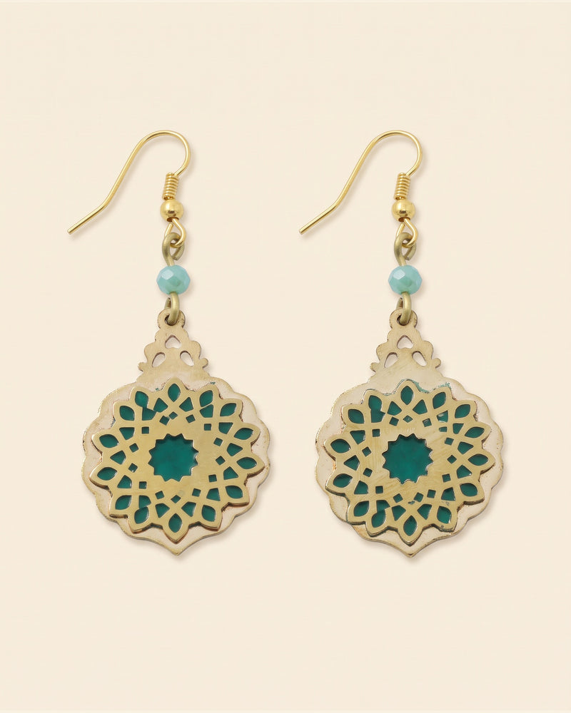 Brass Drop Earrings — Gold & Green | Siin Collection — packshot