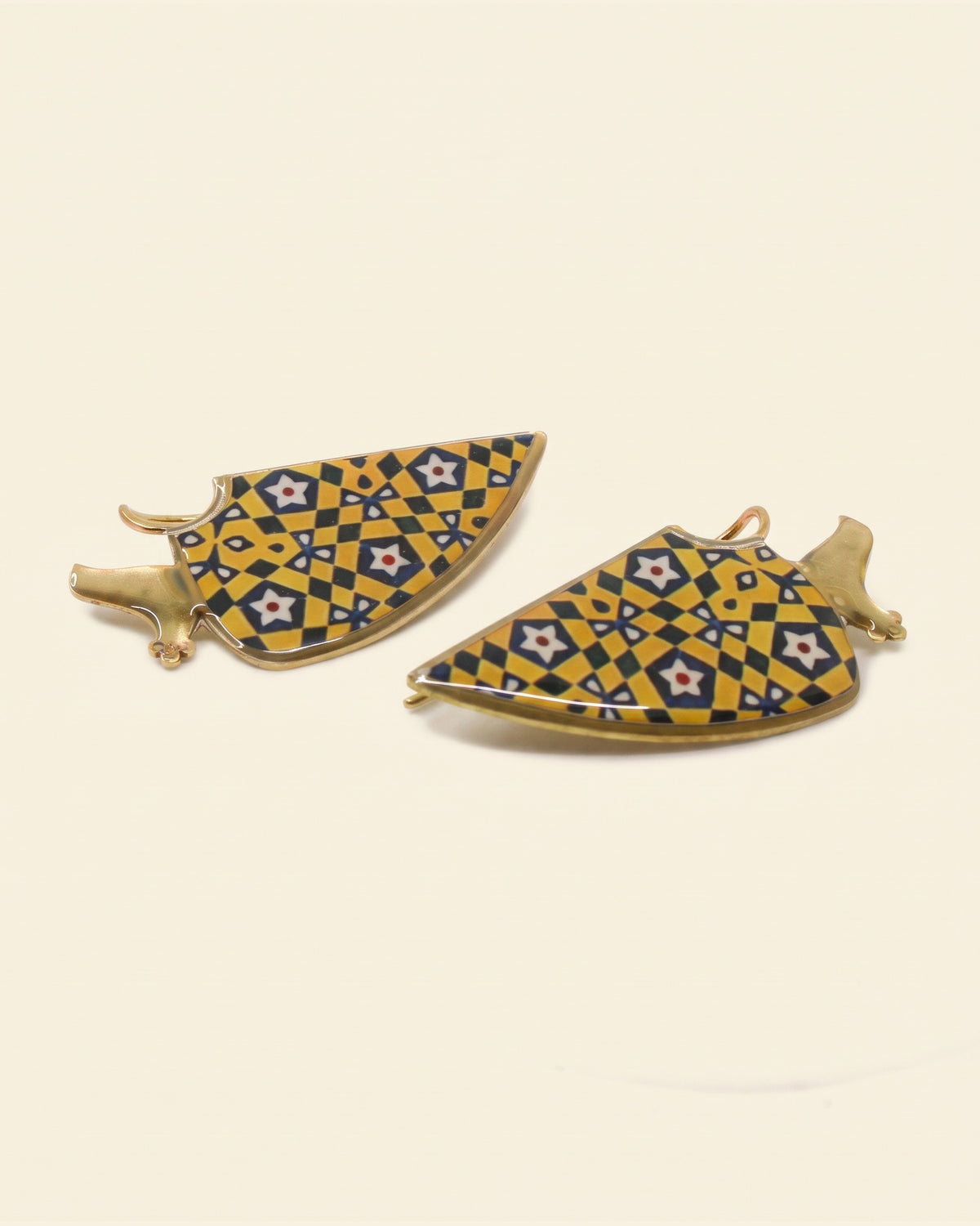 Brass Drop Earrings – Gold & Turquoise Enamel — packshot
