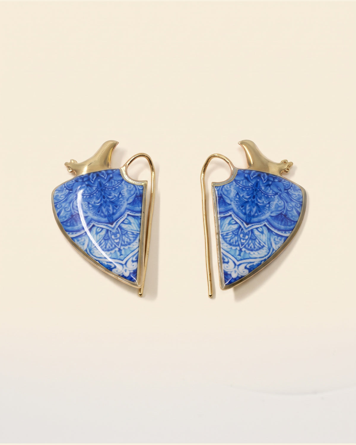Miniature Brass Earrings — Gold & Blue | Siin Collection — packshot