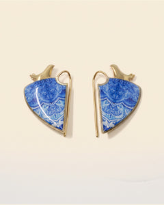 Miniature Brass Earrings — Gold & Blue | Siin Collection — packshot
