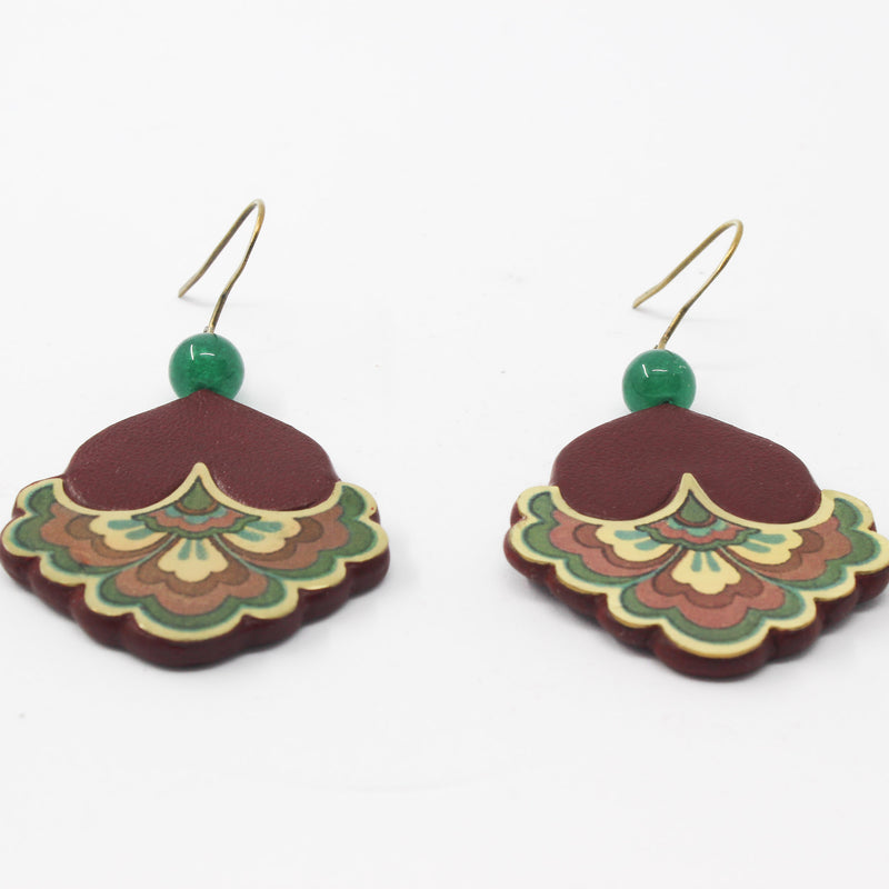 Suede Earrings — Red, Gold & Green | 2sheen Collection — detail