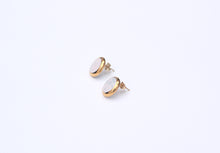 Handmade gold plated round earrings, pink, gold