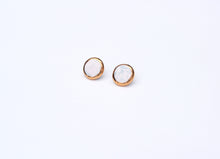 Handmade gold plated round earrings, pink, gold