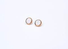 Round Ceramic Earrings — Pink & Gold