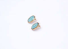 Round Ceramic Earrings — Turquoise & Gold