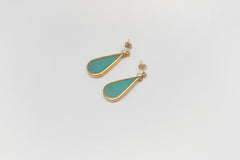 Ceramic Teardrop Earrings — Turquoise & Gold