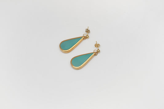 Handmade gold plated drop earrings,turquoise, gold