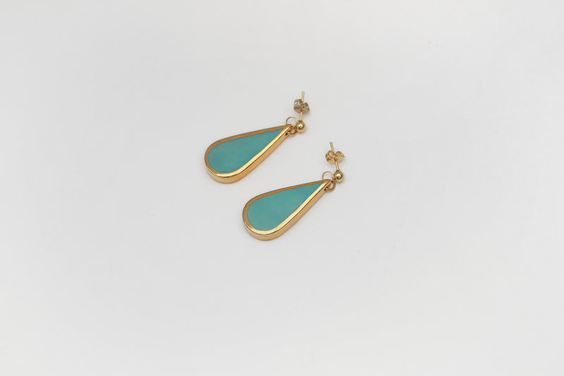 Handmade gold plated drop earrings,turquoise, gold