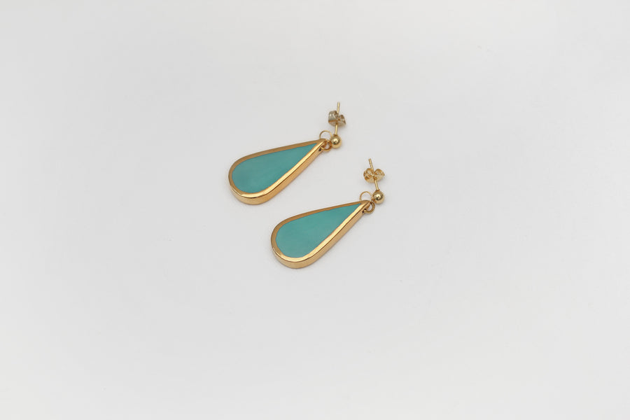 Handmade gold plated drop earrings,turquoise, gold
