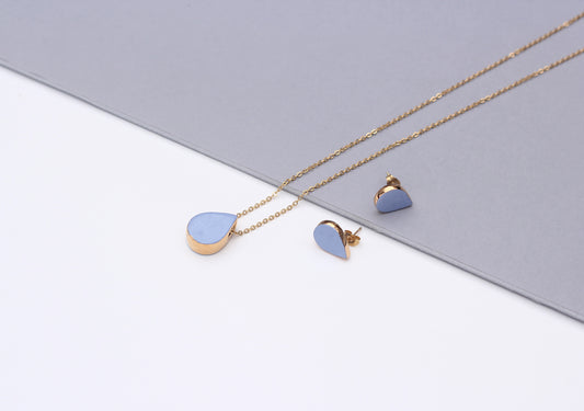 Handmade gold plated half set, blue, gold