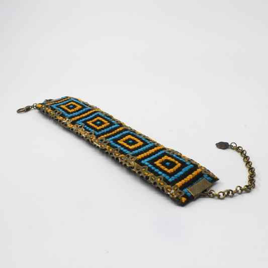 Handmade bracelet, blue, gold