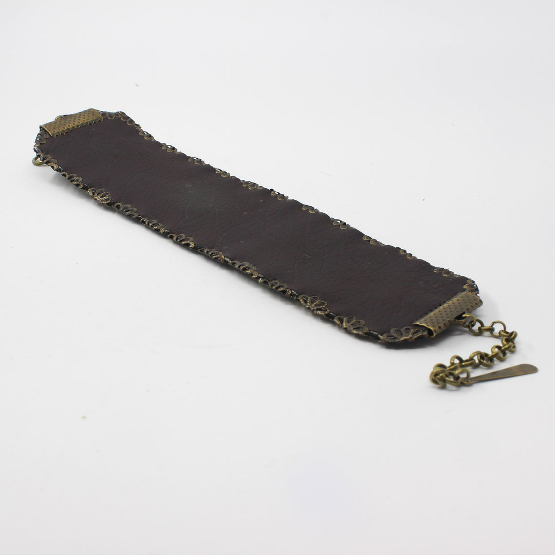 Handmade Balochi embroidered bracelet, cream, gold
