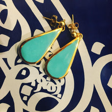 Handmade gold plated drop earrings,turquoise, gold