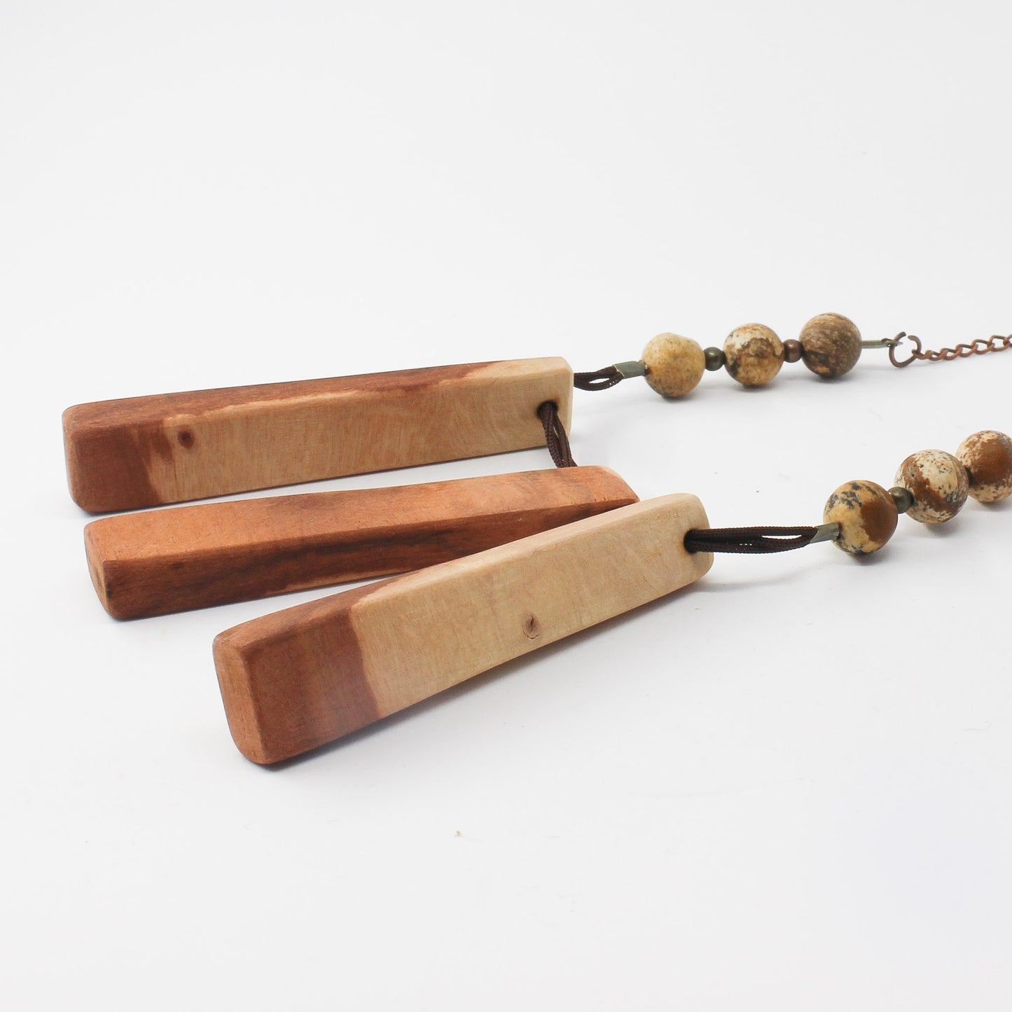 Handmade wooden necklace, brown