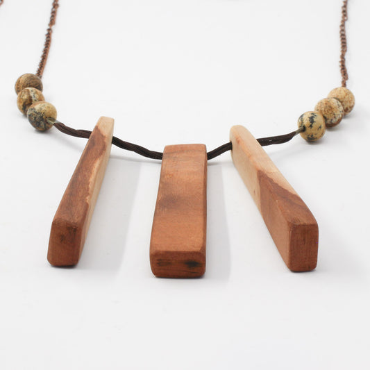 Handmade wooden necklace, brown