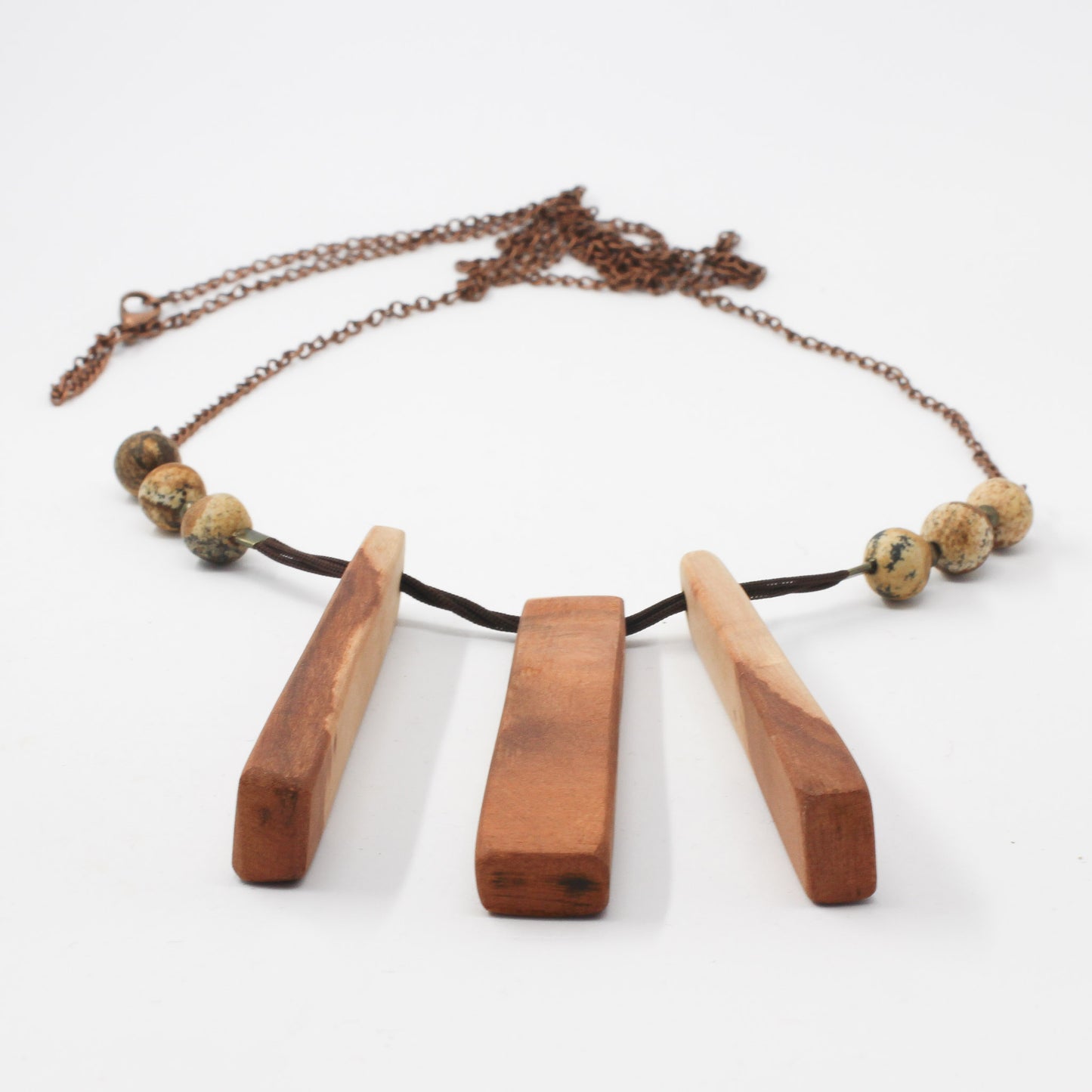 Handmade wooden necklace, brown