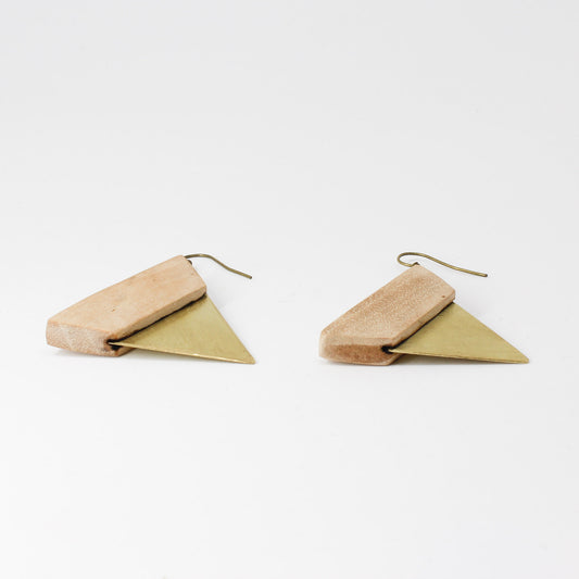 Handmade brass wooden earrings