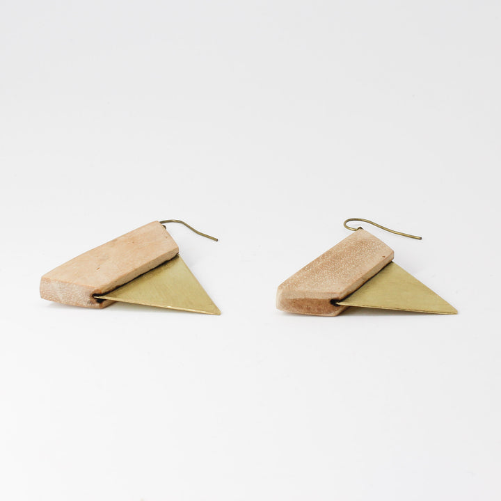 Walnut Wood &amp; Brass Earrings — Handcrafted by Choopi Design | Iranian Artisan Jewelry
