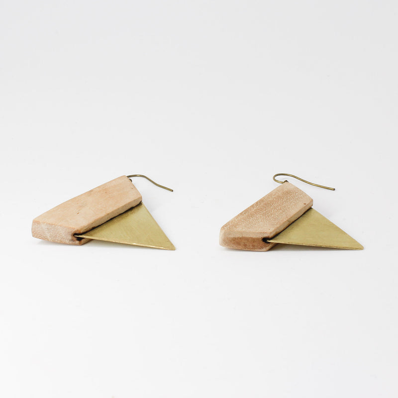 Walnut Wood & Brass Earrings — Handcrafted by Choopi Design | Artisan Jewelry