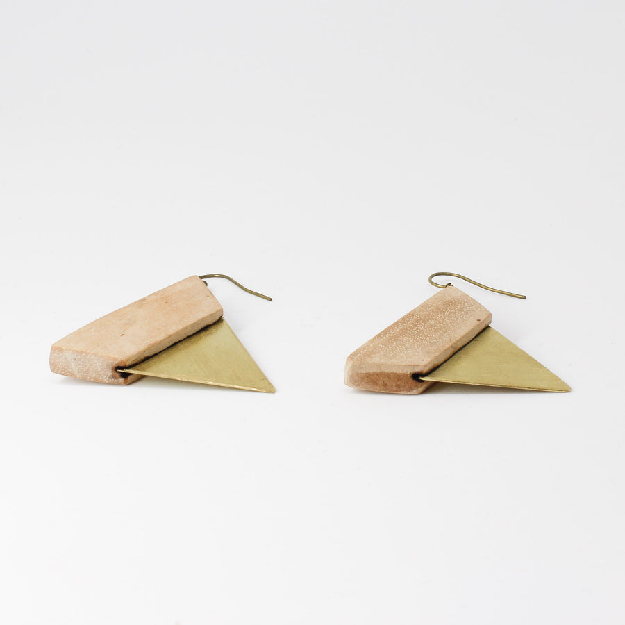 Walnut Wood & Brass Earrings — Handcrafted by Choopi Design | Artisan Jewelry