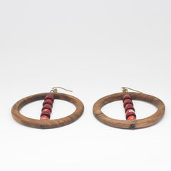 Wooden Hoop Earrings — Brown & Burgundy