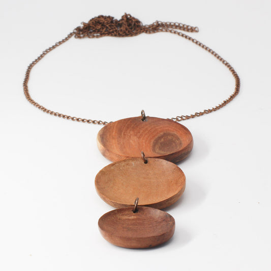 Handmade wooden necklace, brown