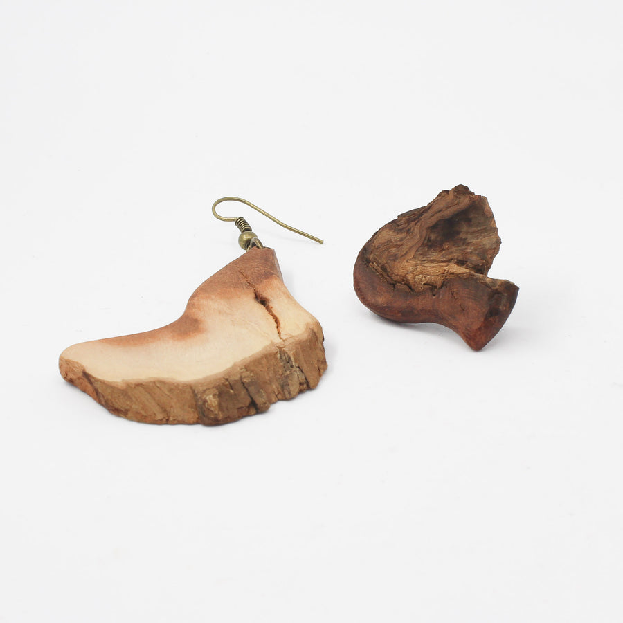 Natural Wood Earrings — Brown, Style III | Choopi Design