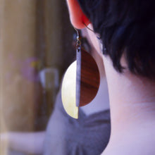 Walnut Wood & Brass Earrings — Brown & Gold | Choopi Design